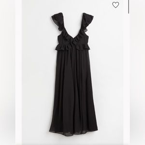 H&M black ruffle cut out back maxi dress